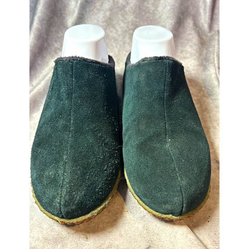 Sorel Womens Slippers Size 6 Black Suede Slip On Clogs Fleece Lined